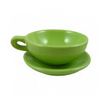 Repose sachet forme tasse en c�ramique de couleur verte