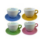 Set de 4 tasses et soucoupes chocolat couleurs assorties caf�s richard