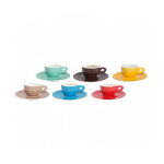 Set de 6 tasses et soucoupes cappuccino barista assorties 28cl