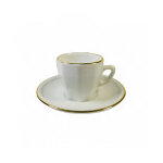 Tasse et soucoupe moka conique flora blanc liser� dor� 9cl