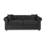Canap� chesterfield convertible velours 3 places noir