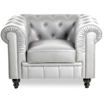 Fauteuil chesterfield regency argent