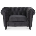 Fauteuil chesterfield velours altesse noir