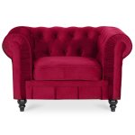 Fauteuil chesterfield velours altesse rouge