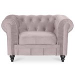 Fauteuil chesterfield velours altesse taupe