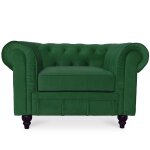 Fauteuil chesterfield velours altesse vert
