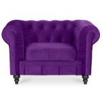 Fauteuil chesterfield velours altesse violet