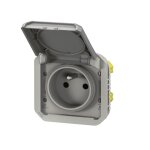 Legrand prise de courant 2p + t plexo tanche - ip55 composable gris - legrand 069551l