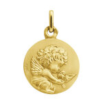 Augis médaille chérubin avec colombe - or jaune 18ct Augis médaille chérubin avec colombe - or jaune 18ct