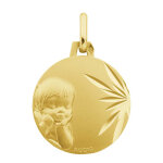 Augis médaille ronde laïque enfant rêveur - or jaune 18ct Augis médaille ronde laïque enfant rêveur - or jaune 18ct