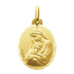 Augis médaille vierge à l?enfant ciselée - or jaune 18ct Augis médaille vierge à l?enfant ciselée - or jaune 18ct