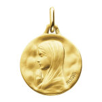 Augis médaille vierge mains jointes martelée - or jaune 18ct Augis médaille vierge mains jointes martelée - or jaune 18ct