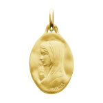 Augis médaille vierge mains jointes ovale - or jaune 18ct Augis médaille vierge mains jointes ovale - or jaune 18ct