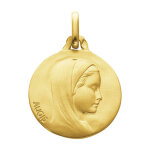 Médaille vierge profil droit augis - or jaune 18ct Médaille vierge profil droit augis - or jaune 18ct