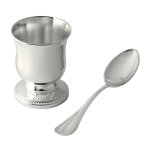 Daniel crégut orfèvrerie coquetier à pied et cuillère perles Daniel crégut orfèvrerie coquetier à pied et cuillère perles