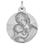 Maison de la médaille médaille vierge à l?enfant au rameau - argent massif Maison de la médaille médaille vierge à l?enfant au rameau - argent massif