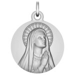 Maison de la médaille médaille vierge en prière auréolée - argent massif Maison de la médaille médaille vierge en prière auréolée - argent massif