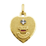 Médaille d?amour coeur augis - or jaune 18ct & rubis Médaille d?amour coeur augis - or jaune 18ct & rubis