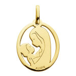 Médaille vierge à l?enfant ajourée - or jaune 18ct - augis Médaille vierge à l?enfant ajourée - or jaune 18ct - augis
