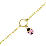 Mon premier bijou bracelet coccinelle rose - or jaune 9ct Mon premier bijou bracelet coccinelle rose - or jaune 9ct