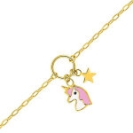 Mon premier bijou bracelet licorne et son toile - or jaune 9ct