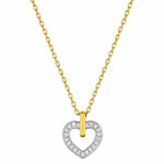 Mon premier bijou collier chaine coeur ajour et oxydes de zirconium - or jaune 18ct