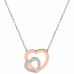 Mon premier bijou collier chaine coeur double - diamant & or blanc 18ct