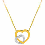 Mon premier bijou collier chaine coeur double - diamant & or jaune 18ct
