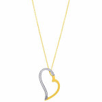 Mon premier bijou collier chaine & coeur stylis bicolore et oxydes de zirconium - or jaune 18ct