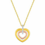 Mon premier bijou collier chaine & coeurs tricolore et oxydes de zirconium - or jaune 18ct