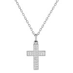 Mon premier bijou collier chaine & croix zirconiums personnalise - or blanc 9ct