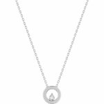 Mon premier bijou collier chaine pendentif cercle - diamant & or blanc 18ct