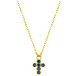 Mon premier bijou collier croix saphirs - or jaune 9ct