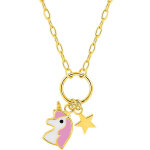 Mon premier bijou collier licorne & toile - or jaune 9ct
