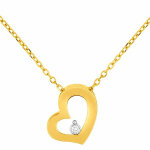 Mon premier bijou collier pendentif coeur - diamant & or jaune 9ct