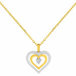 Mon premier bijou collier pendentif double coeur - diamant & or jaune 9ct