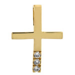 Mon premier bijou croix aux 3 diamants - or jaune 18ct