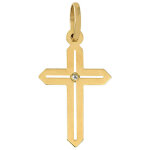 Mon premier bijou croix ajourée - diamant & or jaune 18ct Mon premier bijou croix ajourée - diamant & or jaune 18ct