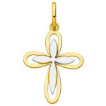 Mon premier bijou croix bicolore - or jaune et blanc 18ct