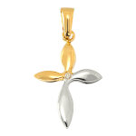 Mon premier bijou croix bicolore et oxyde de zirconium - or jaune et blanc 18ct