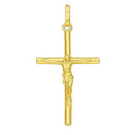 Mon premier bijou croix christ fil rond 25mm - or jaune 18ct