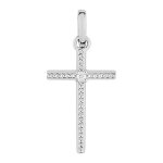 Mon premier bijou croix plate diamants - diamant & or blanc 18ct Mon premier bijou croix plate diamants - diamant & or blanc 18ct