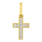 Mon premier bijou croix plate diamantées - or jaune 18ct & diamants Mon premier bijou croix plate diamantées - or jaune 18ct & diamants