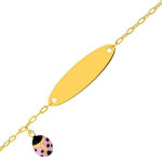 Mon premier bijou gourmette bb charm coccinelle rose - or jaune 18ct