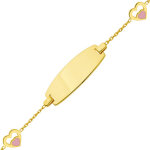 Mon premier bijou gourmette bb coeur rose ajour - or jaune 9ct