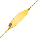 Mon premier bijou gourmette bb coeur rose paillete - or jaune 9ct
