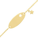 Mon premier bijou gourmette bb toile ajoure et charm - or jaune 18ct