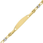 Mon premier bijou gourmette bb ovale grain de caf bicolore - or jaune et blanc 9ct