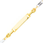 Mon premier bijou gourmette bb grain de caf et plaquette bicolore - or jaune et blanc 9ct