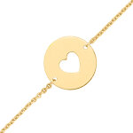 Mon premier bijou gourmette bb jeton coeur ajour - or jaune 9ct